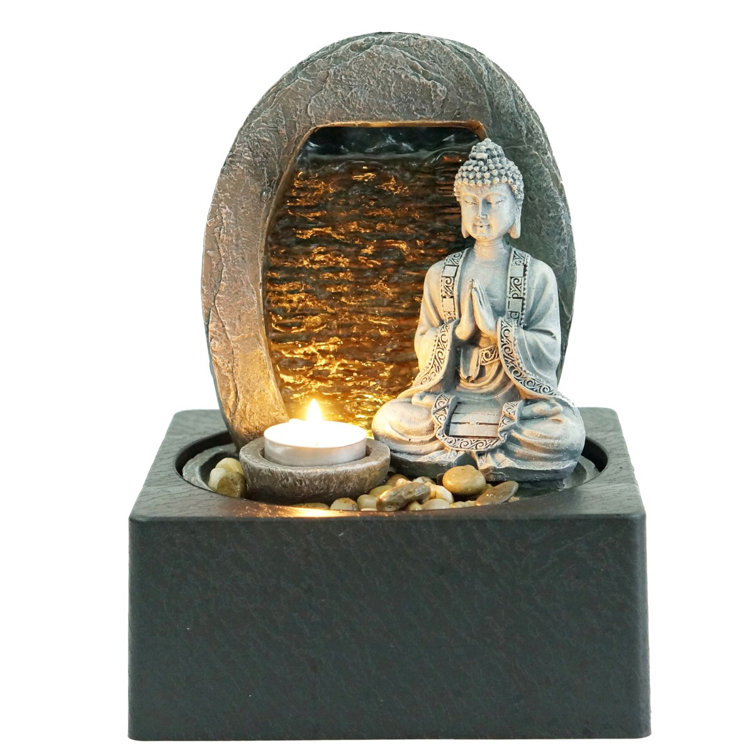 Latitude Vive Buddha Resin Fountain with Light Wayfair.co.uk